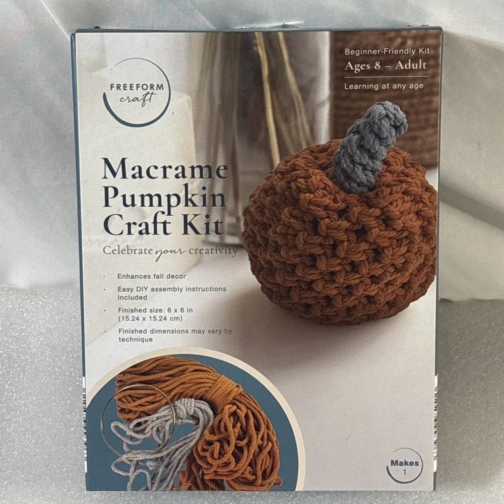 Macrame Pumpkin Craft Kit Halloween Freeform Craft Makes 1 Pumpkin Ages 8+ New